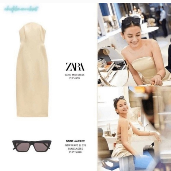 NWT Zara Satin Effect Cream Maxi Dress - Picture 2 of 14
